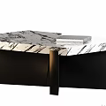 Elegant Coffee Table With Marble Top Black Legs Vase Flowers And Books