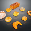 Delicious Freshly Baked Assorted Bread Types Such As Croissant Pretzel Loaf and Round Rolls