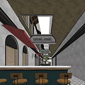 Central Street Commercial Area With Modern Architecture Outdoor Seating And Spiral Staircase