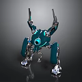 Futuristic Robotic Mechanical Creature Featuring Blue Silver Body Mechanical Legs And Large Eye