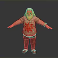 Blonde Bearded Man Wearing Red Flower T-Shirt Brown Pants Red Shoes Gold Bracelet Arms Outstretched