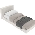 Modern Upholstered Double Bed With Gray Headboard Black Legs And Neutral Bedding