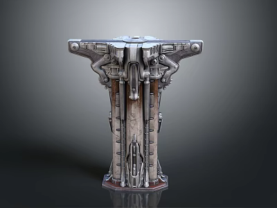 Intricate Metallic Architectural Column Featuring Decorative Top Base And Artistic Design Details 3d model