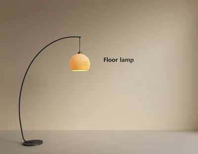Modern Arched Floor Lamp With Yellow Lampshade For Minimalist Indoor Decor 3d model