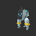 Cartoon Robot Character With Square Head Black Screen Face And Yellow Arm Bands