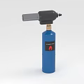 Tactical Weapon Featuring Blue Gas Cylinder Black Attachment And Flame Logo Design