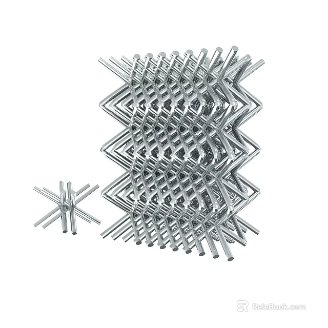 Industrial Stainless Steel Woven Mesh Structure With Small Connector Parts 3d model 