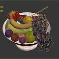 Fresh Mixed Fruits in a White Bowl with Bananas Apples Plums Grapes and Pears