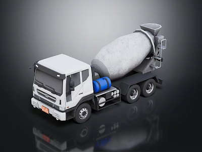 White Concrete Mixer Truck With Large Rotating Drum For Construction Work 3d model