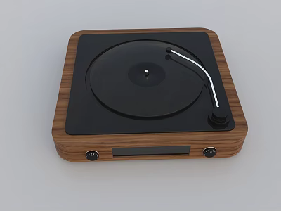Headphone Audio Turntable with Wooden Housing Black Platter Tonearm Display Panel and Control Knobs 3d model