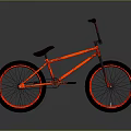 Red BMX Bicycle With Black Seat High Handlebar And Red Rimmed Wheels On Gray Background