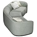 Modern Curved Gray Sectional Sofa with White Pillows and Comfortable Seating Design 3d model