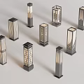 Modern Outdoor Lights with Various Styles Square Patterned Design Black Base and White Translucent Parts