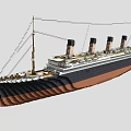 Vintage Cruise Ship Model With Four Funnels And Classic Hull Structure