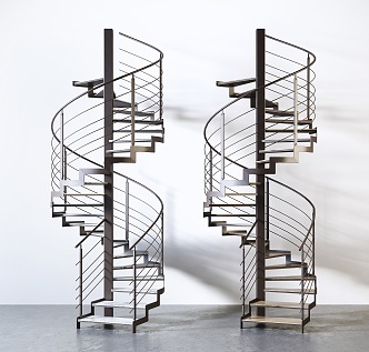 Industrial LOFT revolving staircase wrought iron revolving staircase 3d model