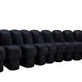 Black Leather Multi Seat Sofa Long Seating Design For Living Room 3d model