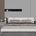 Modern Bedroom Interior Featuring Double Bed Nightstands Table Lamps And Curtains