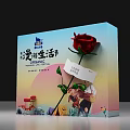 Romantic Life Festival Red Rose Decorative Gift Box With Label And Stool
