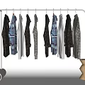 Black Metal Clothes Rack Hanging Various Shirts And Coats With Wooden Base