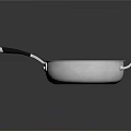 Stainless Steel Frying Pan With Black Handle And Shiny Reflective Surface
