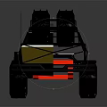 Yellow Six Wheeled All Terrain Vehicle With Open Frame Roof Rack And Spare Tire