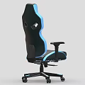 Ergonomic Black and Blue Leisure Chair with High Backrest Breathable Design Armrests and Wheeled Base