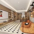 Warm Modern Open Living And Dining Space With Retro Vinyl Decor And Wood Interior Design