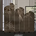Chinese Style Decorative Room Divider With Bamboo Leaf Pattern For Elegant Interior 3d model