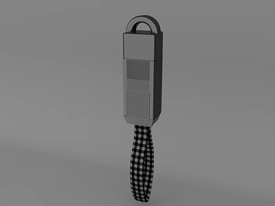 Rectangular Device With Top Loop And Black White Checkered Lanyard Design 3d model