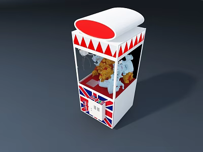 Red White Triangular Decorations Functional Vehicle With Union Jack Pattern And Stuffed Toys 3d model