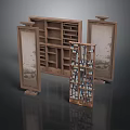 Modern Style Wooden Furniture with Bookshelves Screens and Multiple Compartments