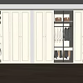 Modern White Wardrobe Interior Design With Glass Doors Hanging Clothes And Storage Shelves