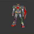 Mecha Robot Model With Gray Armor Red Legs And Yellow Accents Shield