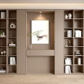 Bookcase Decorative Cabinet Bookcase Book Combination Bookshelf Ornaments Decorative Ornaments Open Solid Wood Bookcase 3d model