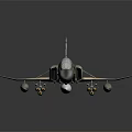 F 4 Fighter Jet Model With Camouflage Paint Missiles Under Wings On Black Background