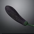 Fresh Purple Eggplant with Green Stem and Smooth Skin on Dark Background