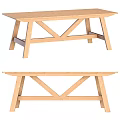 Simple Wooden Dining Table Featuring X Shaped Legs And Light Natural Wood Finish