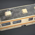 Fleetwood Classic Beige Striped Recreational Vehicle With Multiple Windows Exterior Design
