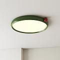 Modern Round Green Ceiling Light With White Shade And Red Accent Mounted On Ceiling 3d model