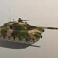 Military Armored Tank Featuring Camouflage Design Long Cannon Tracks And Star Emblem