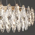 Elegant Modern Crystal Chandelier With Hanging Crystal Pendants And Gold Frame