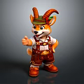 Cute Cartoon Goat Character Wearing Traditional Costume Green Hat Thumbs Up Gesture