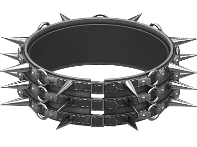 Spiked Leather Collar Accessory With Metal Buckles And Decorative Spikes 3d model