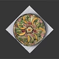Delicious Fruit And Vegetable Pizza With Colorful Toppings On A Black Plate