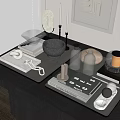 Tabletop Decorative Ornament Set with Tray Mirror Candles Bowl Books and Lamp