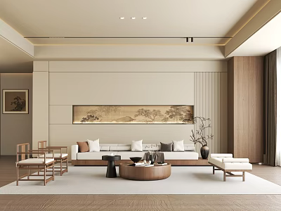New Chinese Style Living Room Song Style Living Room Sofa Coffee Table Combination 3d model