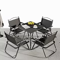 Outdoor Table And Chairs Set With Umbrella Fruits Newspaper And Magazine