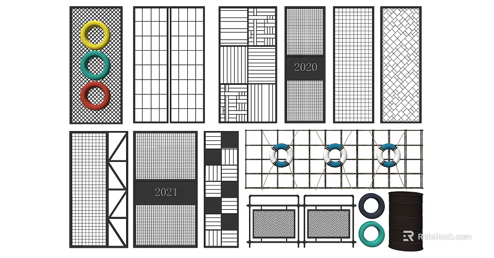 Modern Partition Design With Grid Patterns Circular Elements And 2020 2021 Styles 3d model
