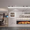 Modern Interior Design Open Living Space With Sofa Fireplace Lighting And Wooden Flooring