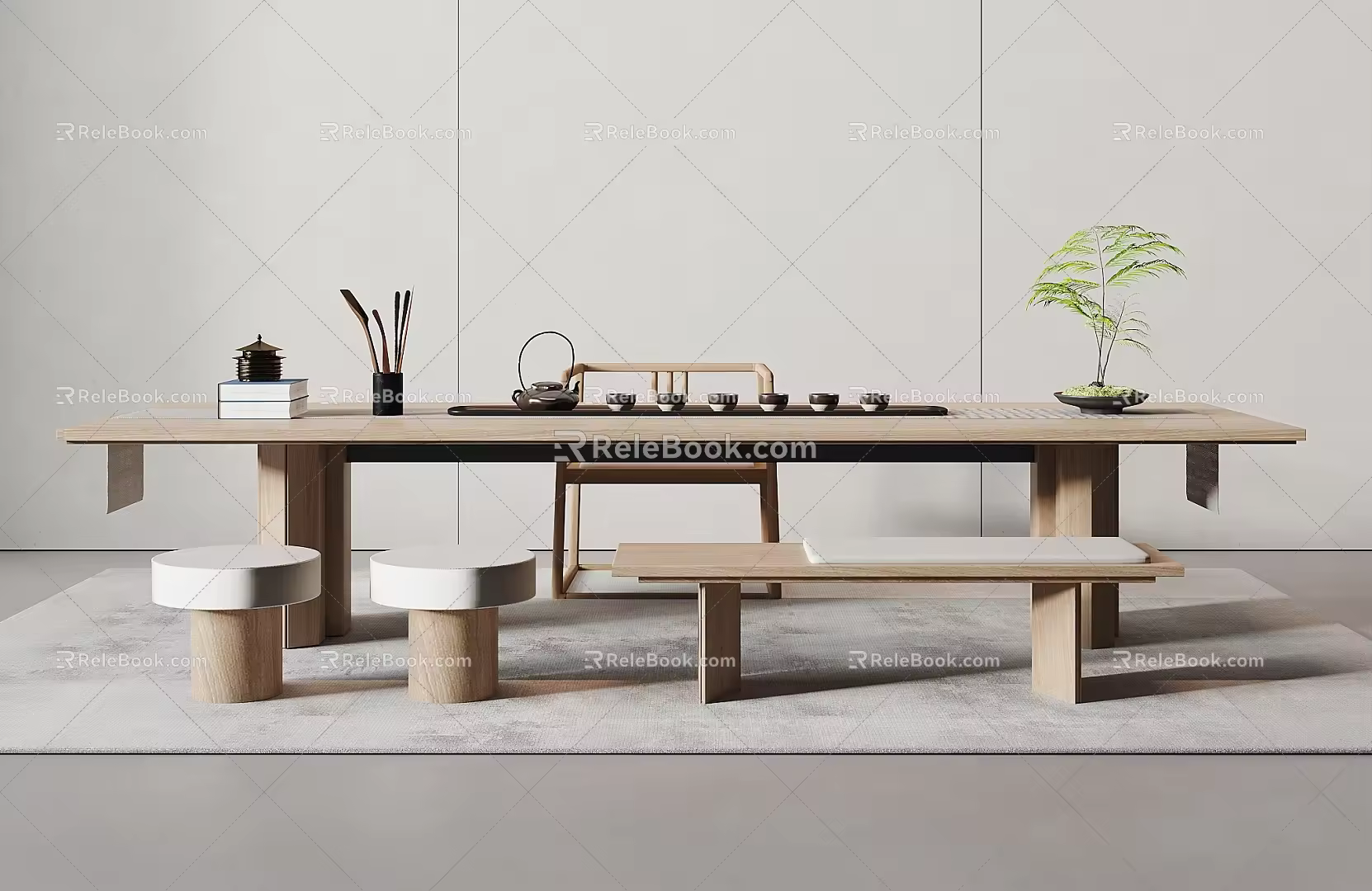 Modern Tea Table and Chair Tea Table and Chair Combination 3d model